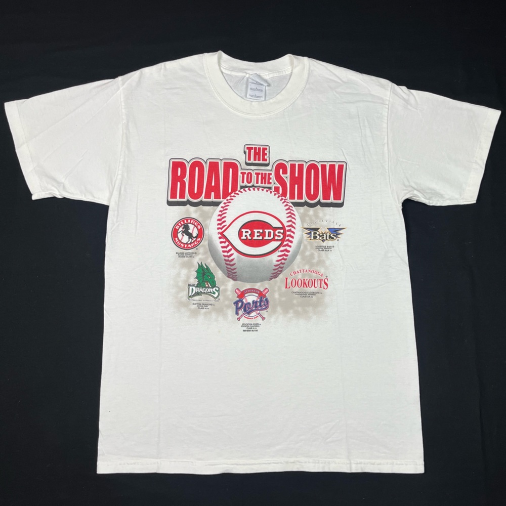 Vtg Cincinnati Reds Mens Road To Show T-Shirt Sz Large Y2k Minor League A8